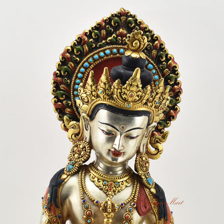 Vajrasattva Hand-Painted Statue Upper Detail