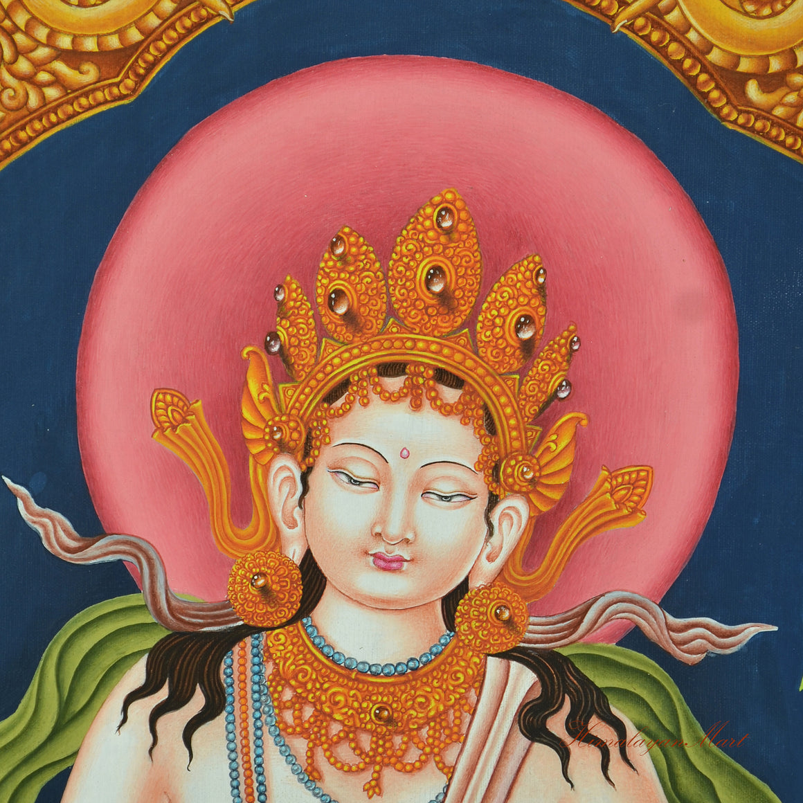 Vajrasattva Newari Thangka Face Detail