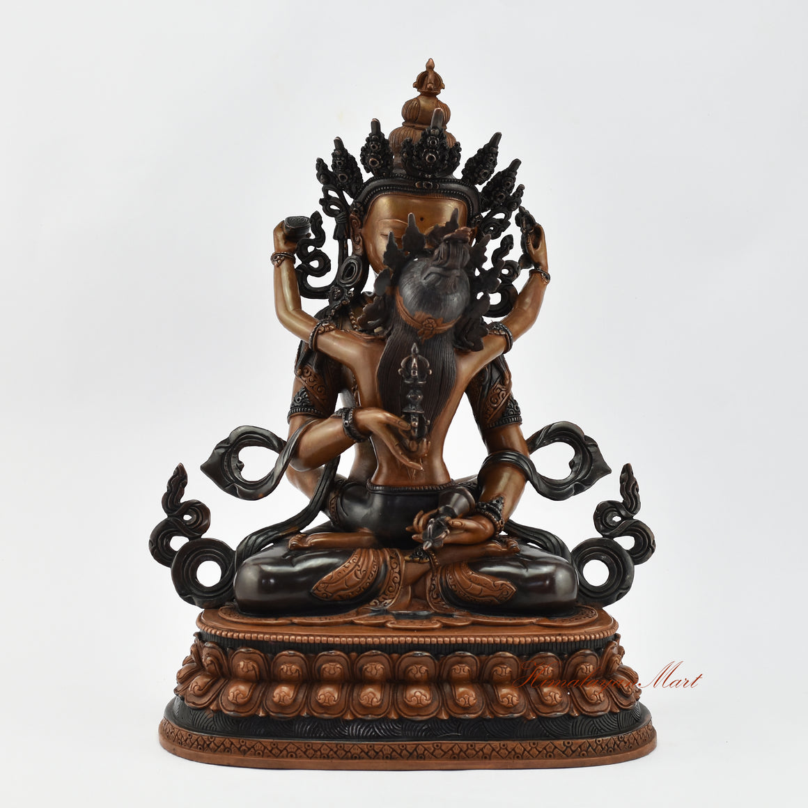 Vajrasattva with Consort Statue | Handcrafted Oxidized Copper Statue from Nepal