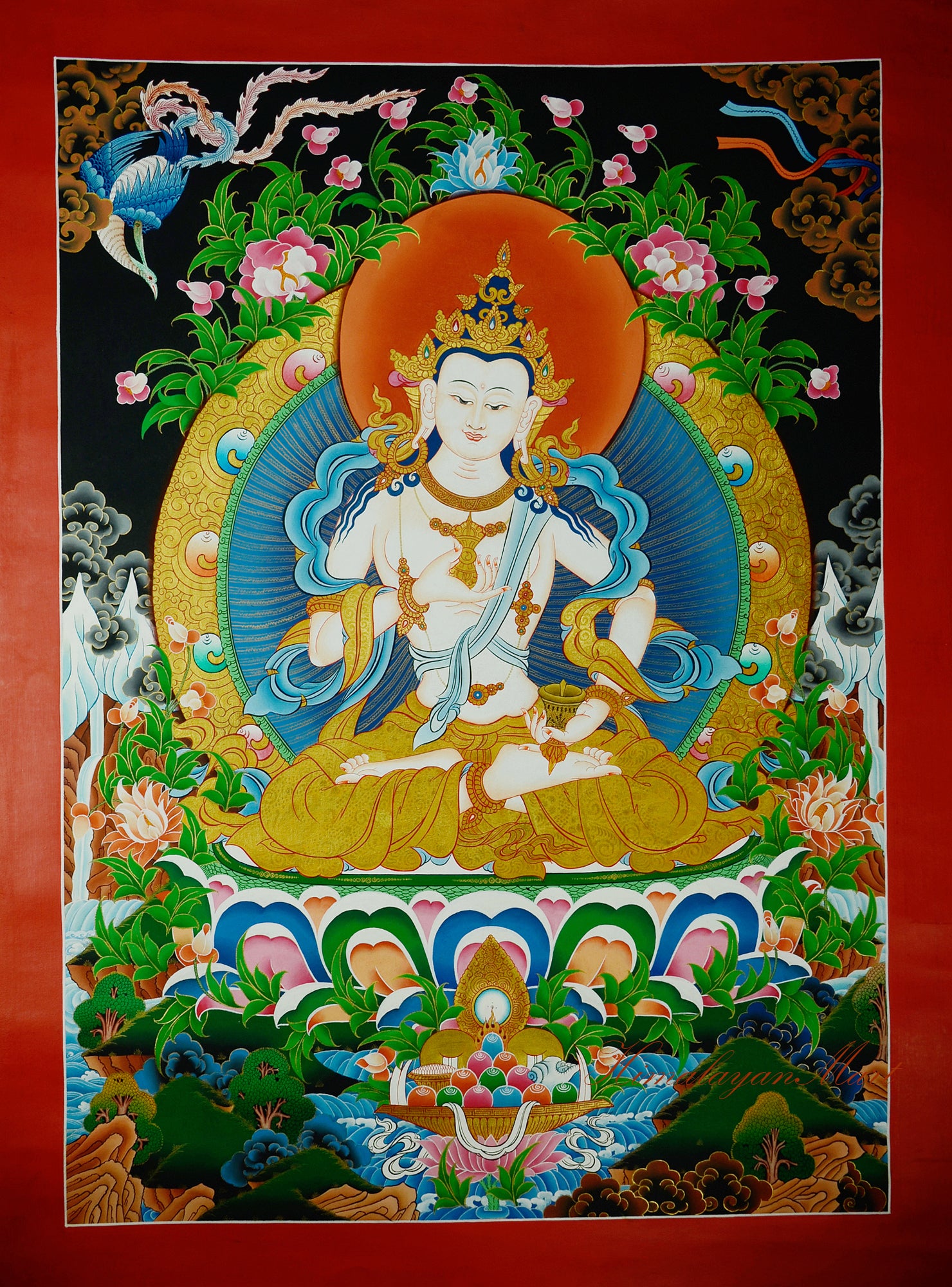 Vajrasattva Thangka Painting Hand-Paintedon Cotton Canvas 