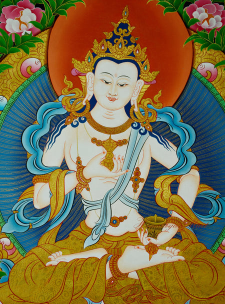 Vajrasattva Thangka Painting Hand-Paintedon Cotton Canvas Detail