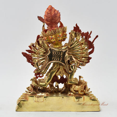 Yamantaka with Consort Statue Back without Frame Details