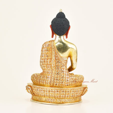 Back view of Amitabha Buddha Handmade Statue crafted using the traditional Lost-Wax Method