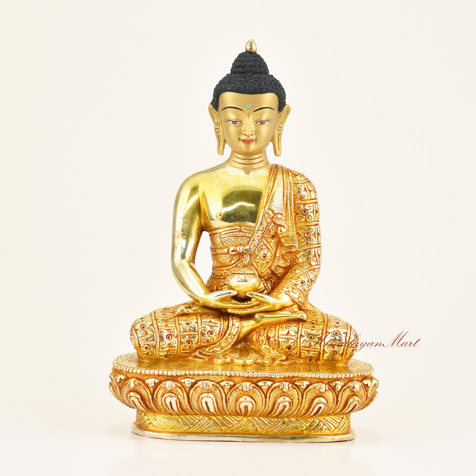Amitabha Buddha Handmade Statue with 24-karat gold gilding and hand-painted face