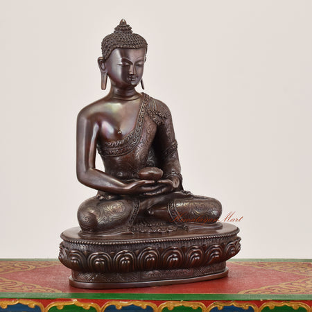 Right-side view of Amitabha Buddha Idol sacred copper alloy statue showing refined craftsmanship and peaceful expression
