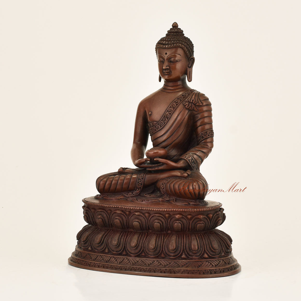 Left side view of Amitabha Buddha Oxidized Statue in copper alloy