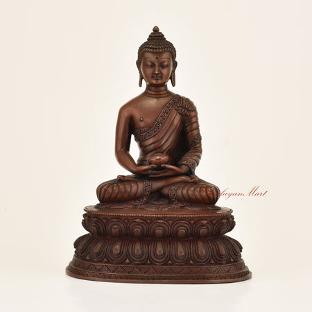 Amitabha Buddha Oxidized Statue with premium oxidation finish in copper alloy