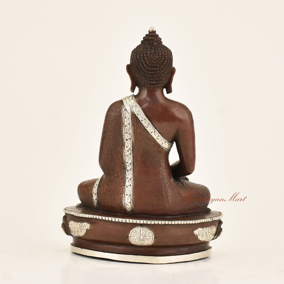 Back view of Antique Amitabha Buddha Statue crafted using the traditional Lost-Wax Method
