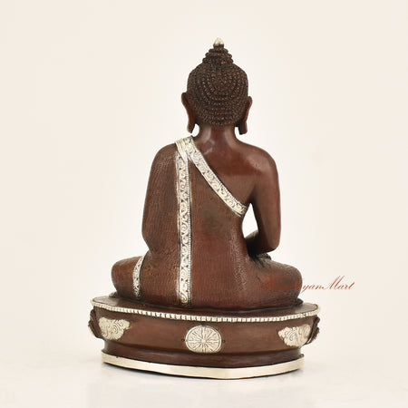 Back view of Antique Amitabha Buddha Statue crafted using the traditional Lost-Wax Method