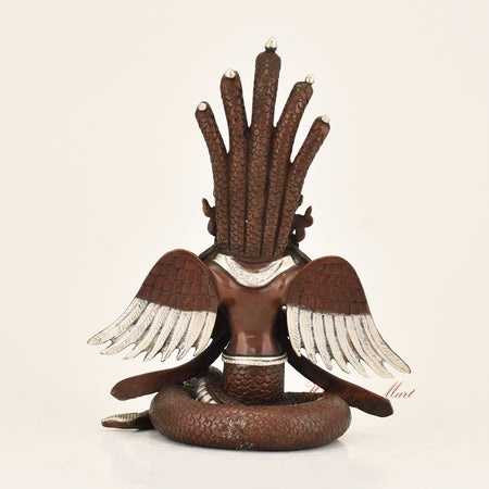 Back view of Antique Naga Kanya Statue crafted using the traditional Lost-Wax Method
