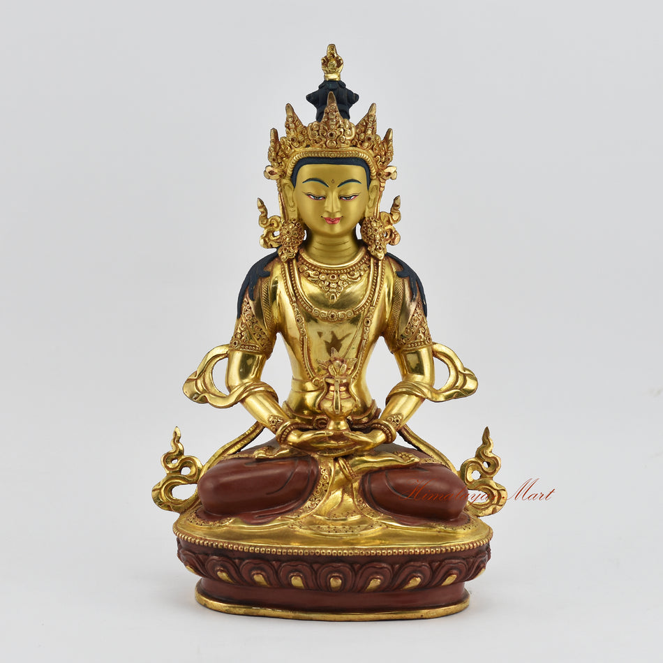 Aparamita Buddhist Altar Statue with gold gilding, handcrafted for meditation and sacred spaces