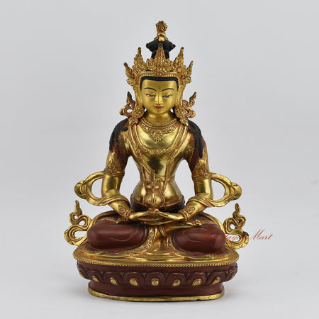Aparmita Tibetan Buddhist Statue, gold gilded, perfect for home altar and spiritual décor