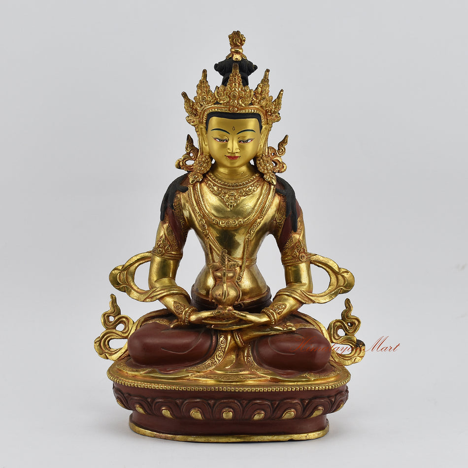 Aparmita Tibetan Buddhist Statue, gold gilded, perfect for home altar and spiritual décor