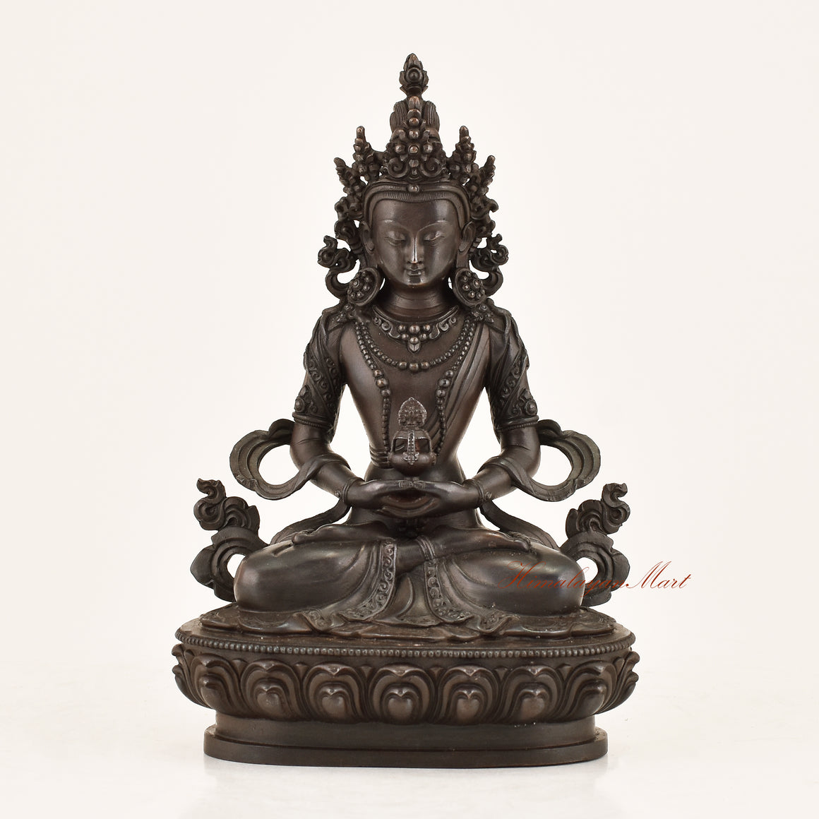 Aparimita Statue — handcrafted copper alloy ritual altar figure of Amitayus, Buddha of Infinite Life, made by master artisans in Patan, Nepal