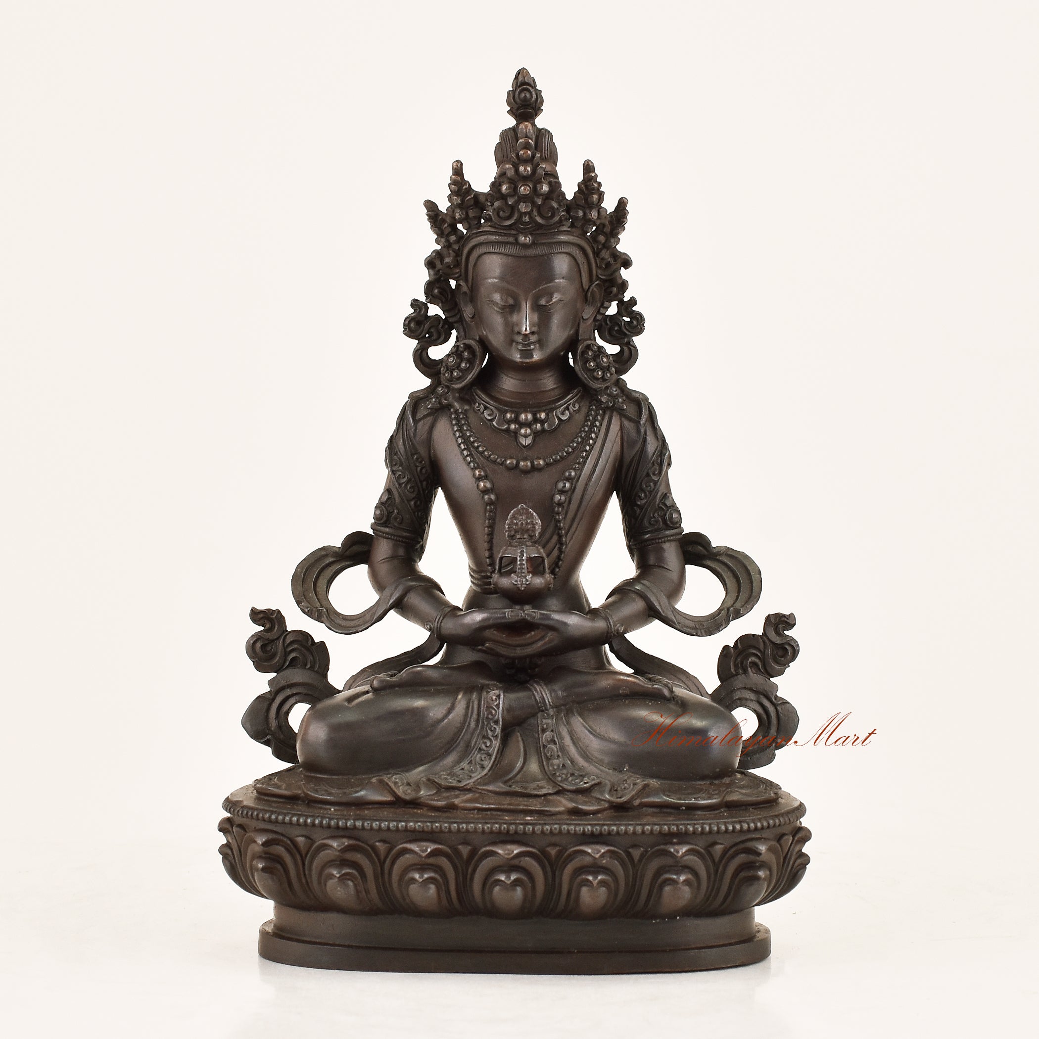Aparimita Statue — handcrafted copper alloy ritual altar figure of Amitayus, Buddha of Infinite Life, made by master artisans in Patan, Nepal