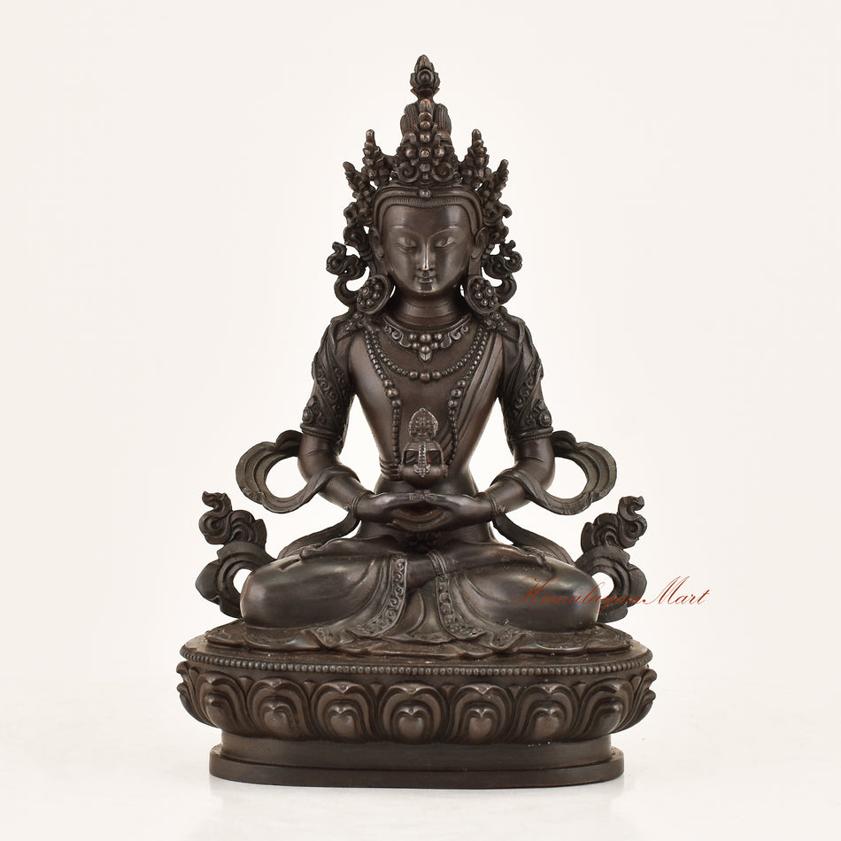 Aparimita Statue — handcrafted copper alloy ritual altar figure of Amitayus, Buddha of Infinite Life, made by master artisans in Patan, Nepal