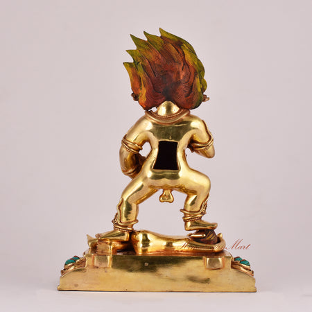 Back view of the Handmade Black Dzambhala Statue photographed without a frame for clear detail visibility.