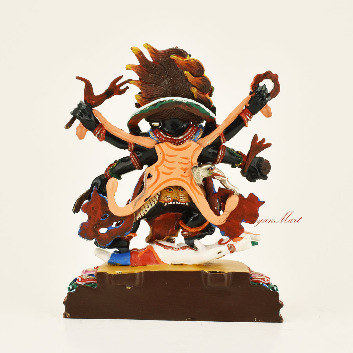 Back view of the Black Mahakala statue without the decorative frame