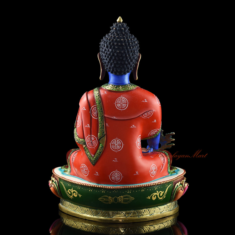 Medicine Buddha Statue in Deep Blue