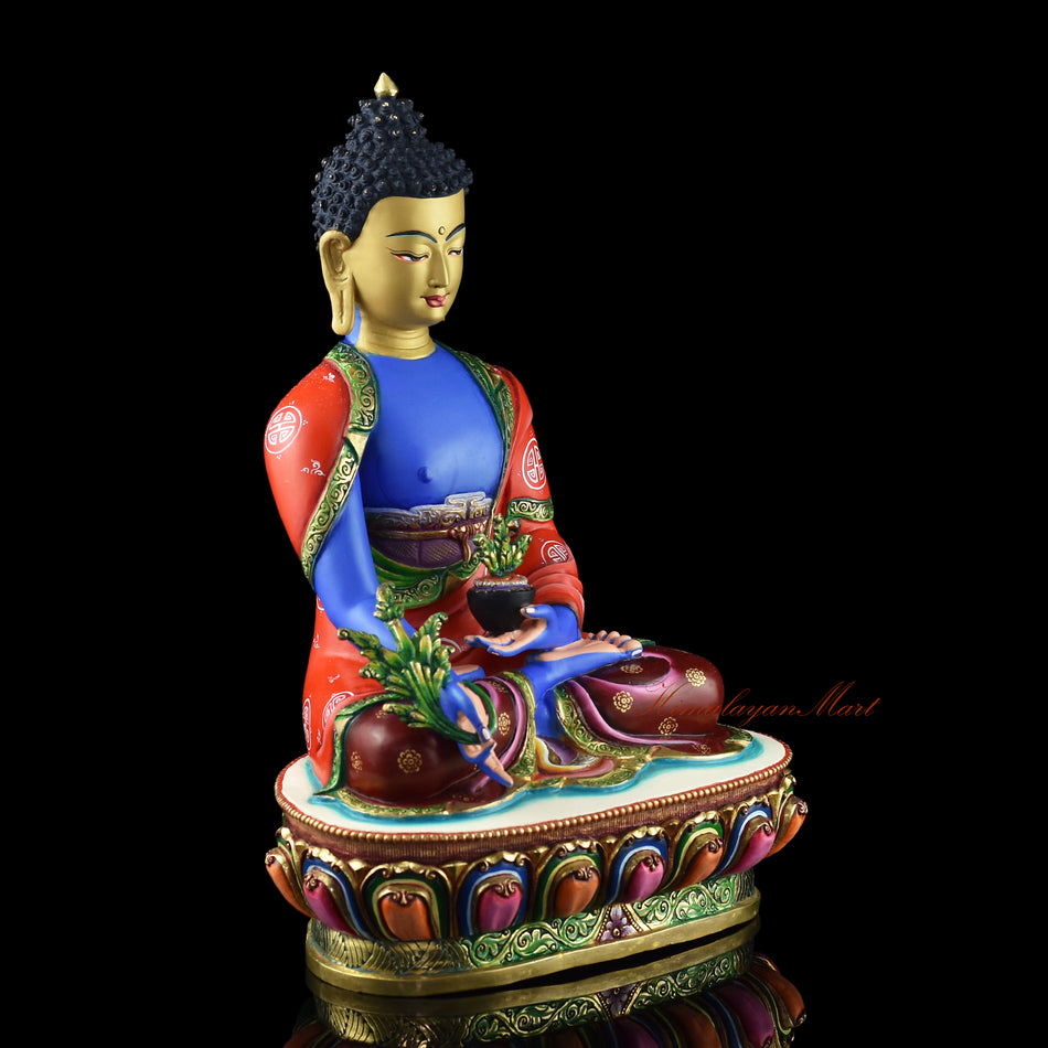 Medicine Buddha Statue in Deep Blue