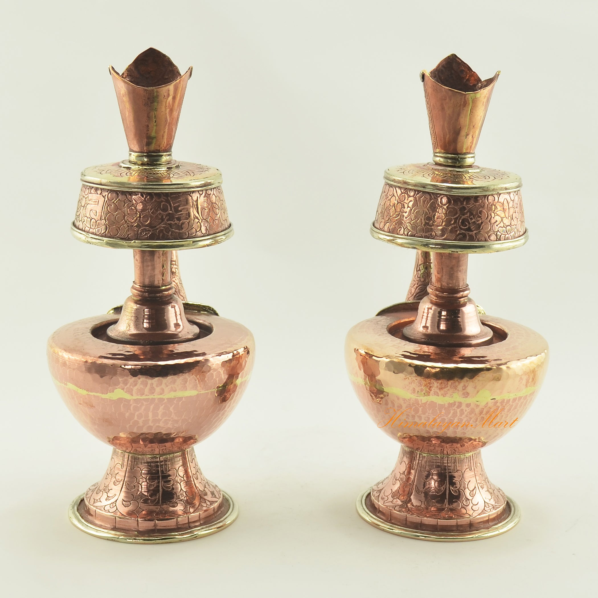 Back view of Buddhist Copper Ceremonial Bhumba emphasizing handcrafted copper alloy finish and ceremonial shape