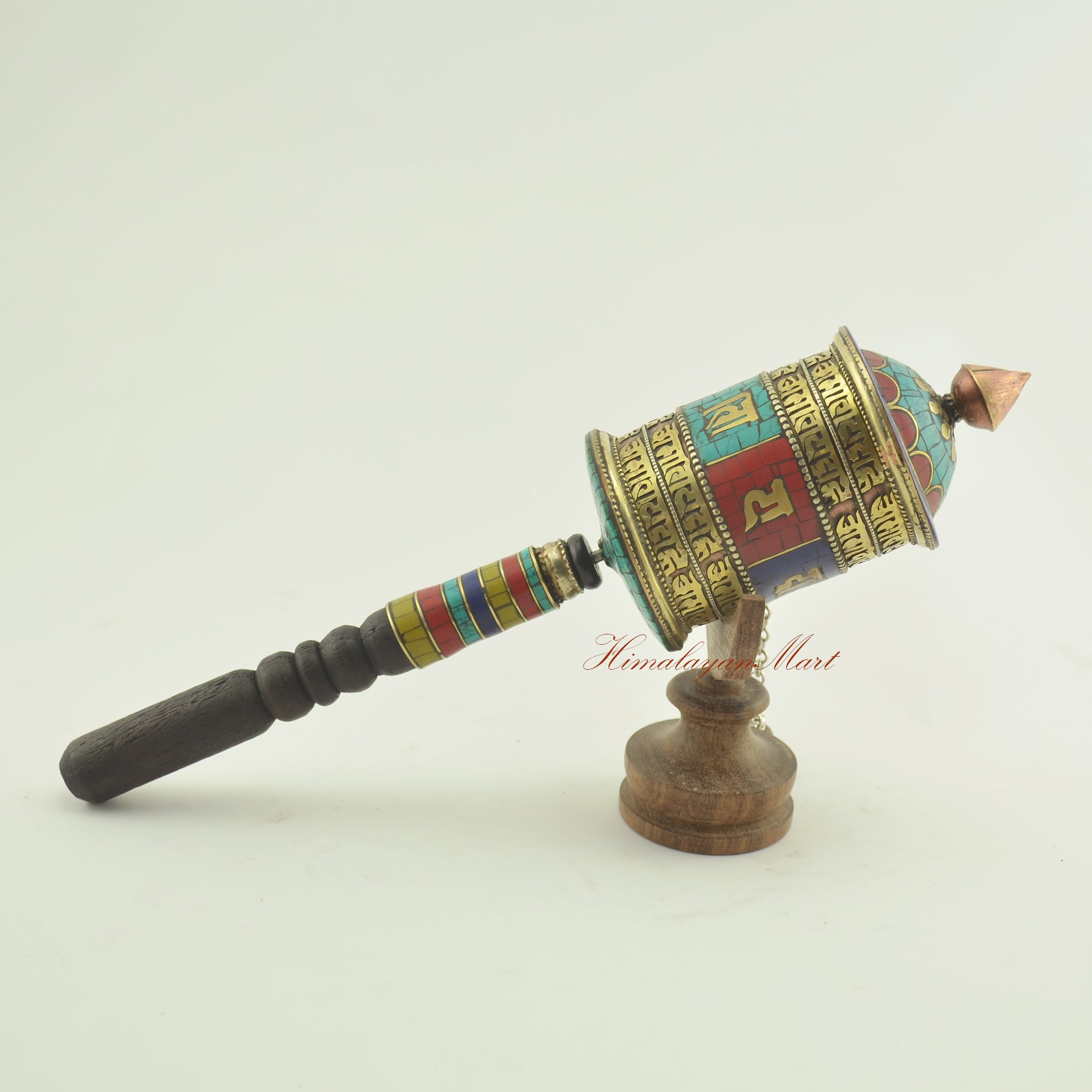 Buddhist Handheld Prayer Wheel right view – spiritual meditation tool for prayer practice