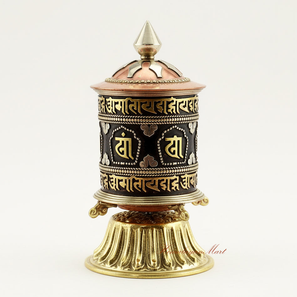 Buddhist Tabletop Prayer Wheel – Handcrafted Ritual Wheel for Sacred Spaces