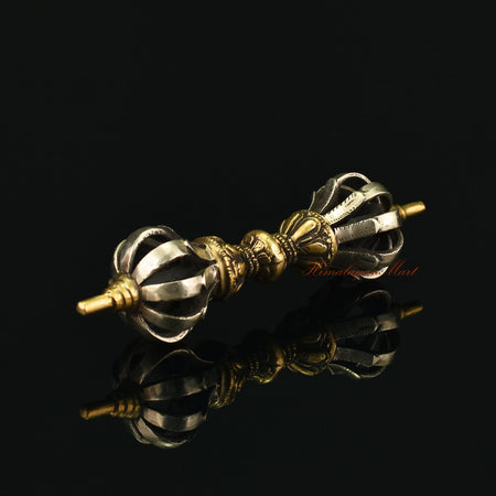 Right View of Gold-Plated Tibetan Dorje Vajra in Panchadhatu Alloy, Handcrafted in Patan Nepal