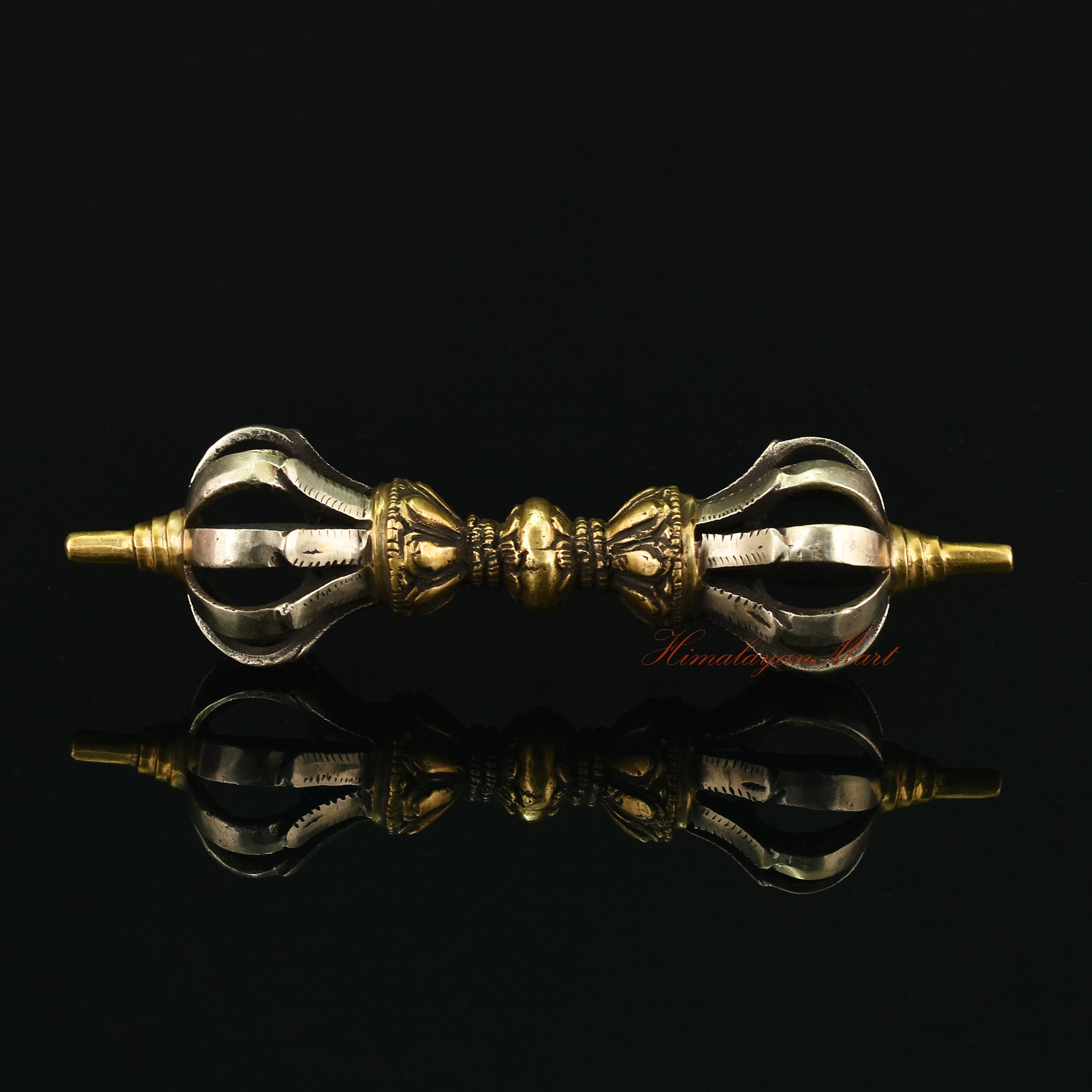 Handmade Buddhist Dorje Vajra in Gold-Plated Panchadhatu Five Sacred Metal Alloy, Patan Nepal