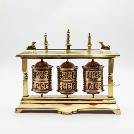 Desktop Tabletop Prayer Wheel – sacred Buddhist mantra meditation wheel handcrafted in traditional Himalayan style