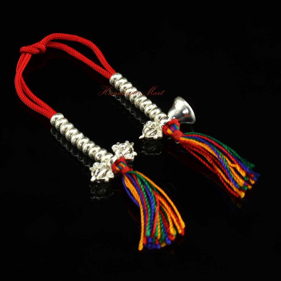 Vajra and Bell Silver Mala Counters Set