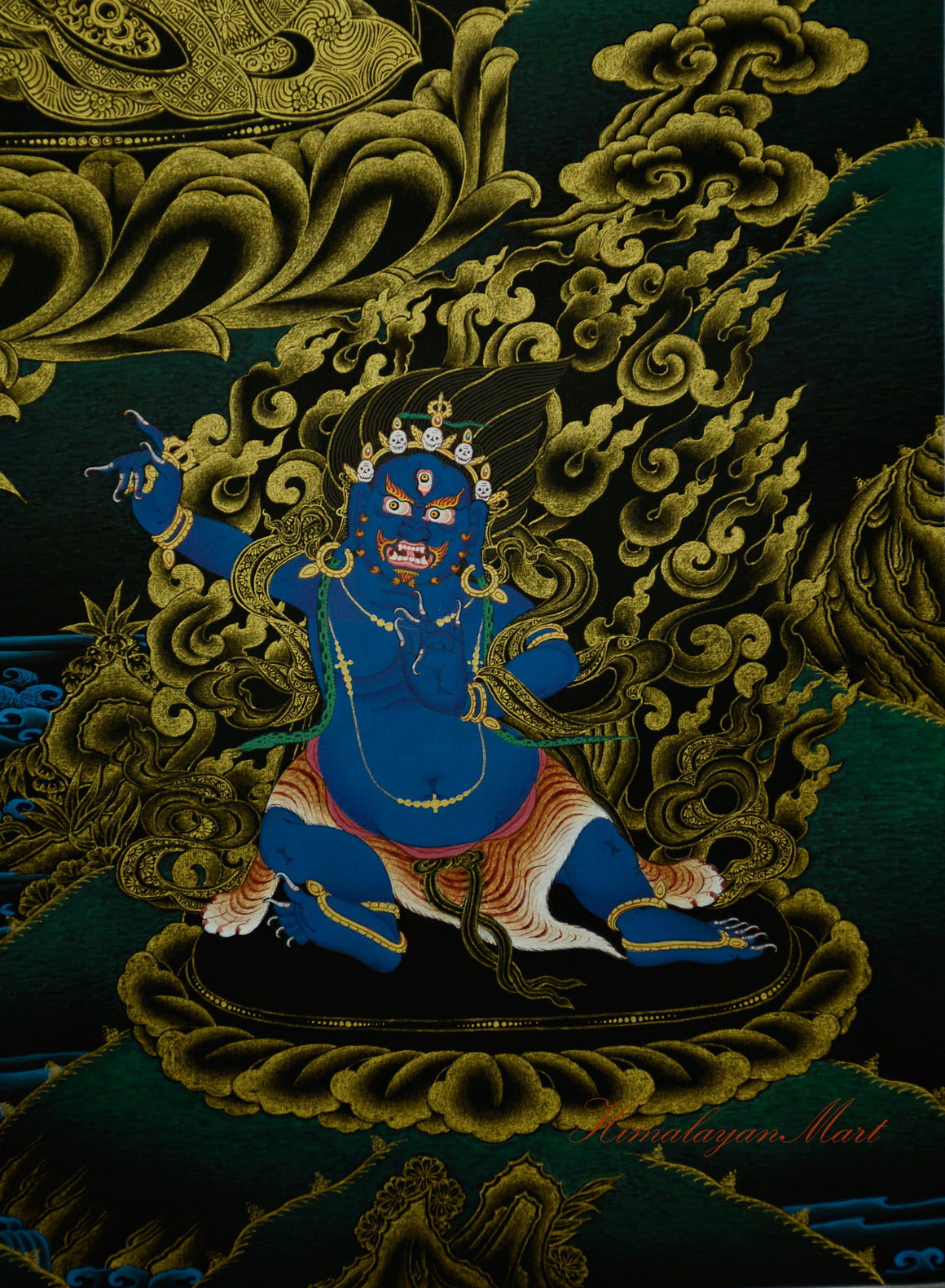 Vajrapani deity shown below Chenrezig, symbolizing enlightened strength and protection.