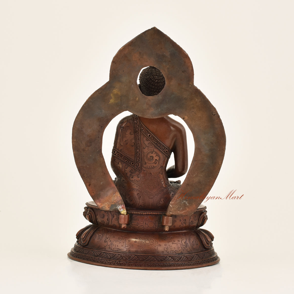 Back view of Framed Amitabha Buddha Statue crafted using the traditional Lost-Wax Method