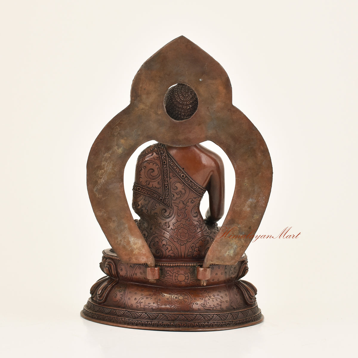 Back view of Framed Shakyamuni Buddha Statue crafted using the traditional Lost-Wax Method