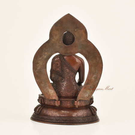 Back view of Framed Shakyamuni Buddha Statue crafted using the traditional Lost-Wax Method
