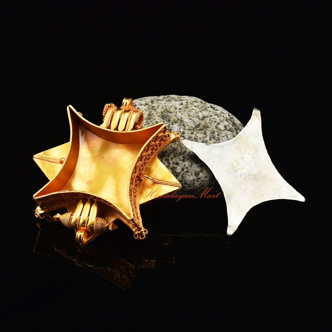 Opened Ghau Prayer Box Pendant revealing inner compartment for mantras, relics, or protective scrolls.