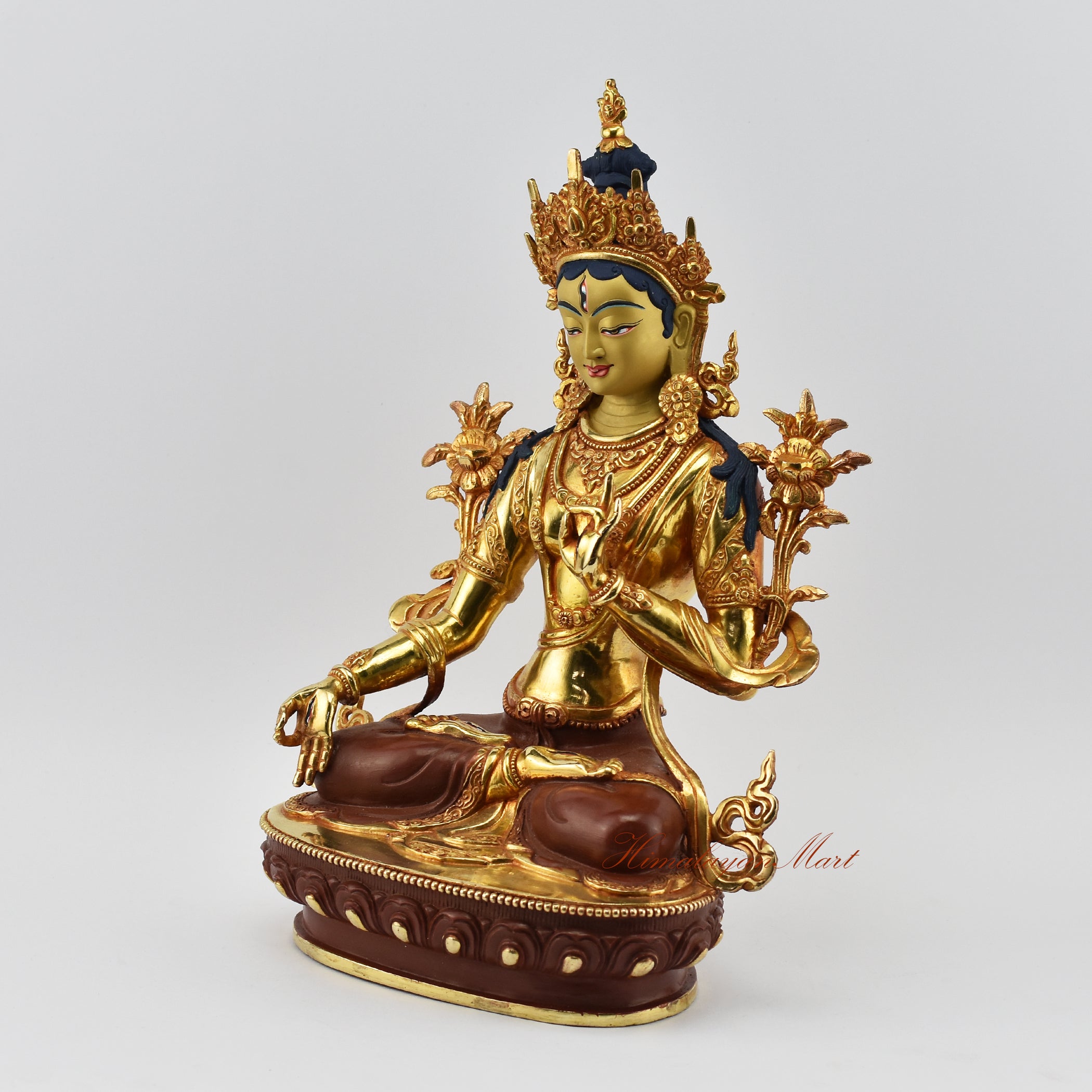 Gold Gilded White Tara Dholkar Statue 