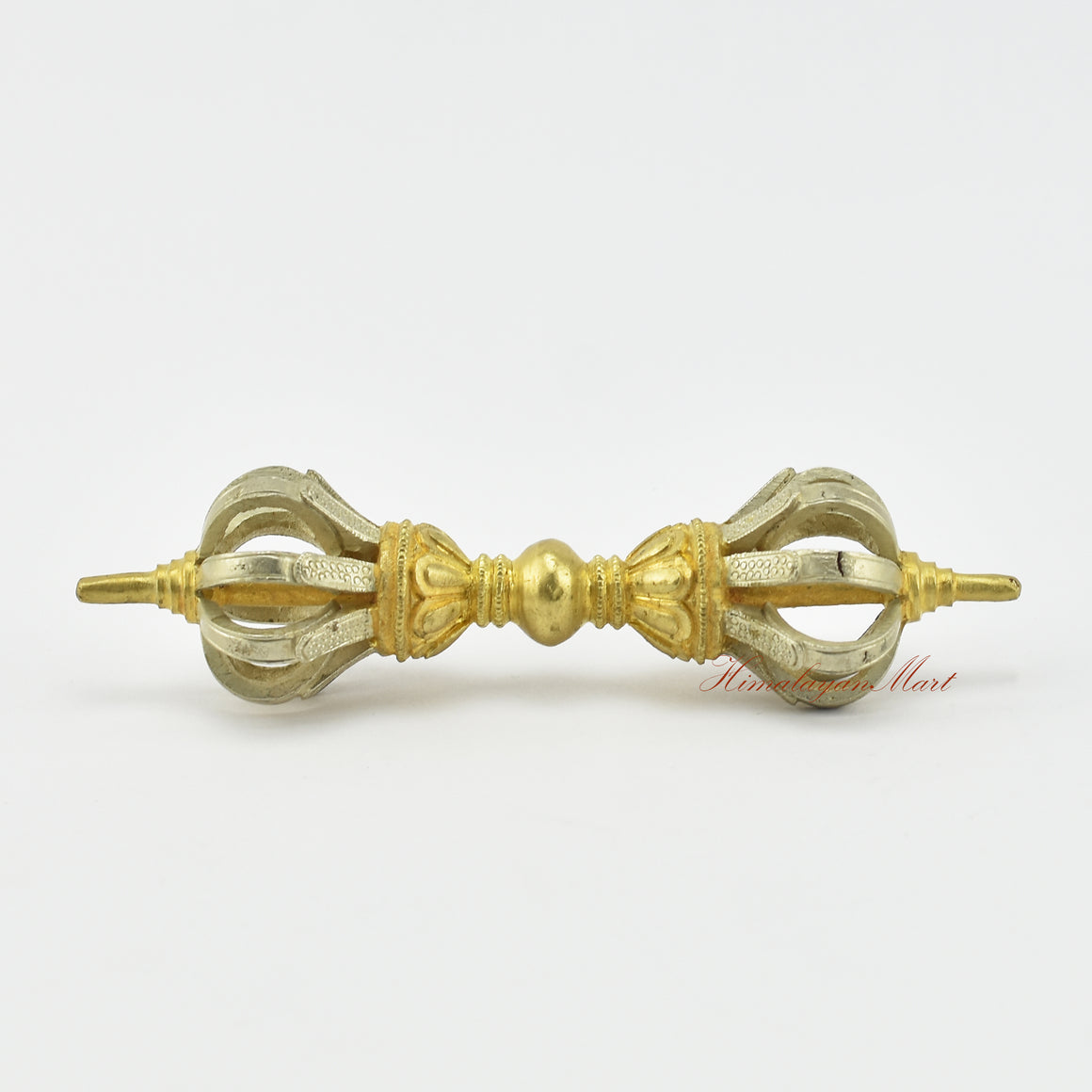 Gold-plated Tibetan Dorje Vajra in five sacred metal alloy, handcrafted by Newar artisans in Patan