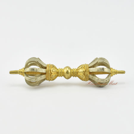 Gold-plated Tibetan Dorje Vajra in five sacred metal alloy, handcrafted by Newar artisans in Patan
