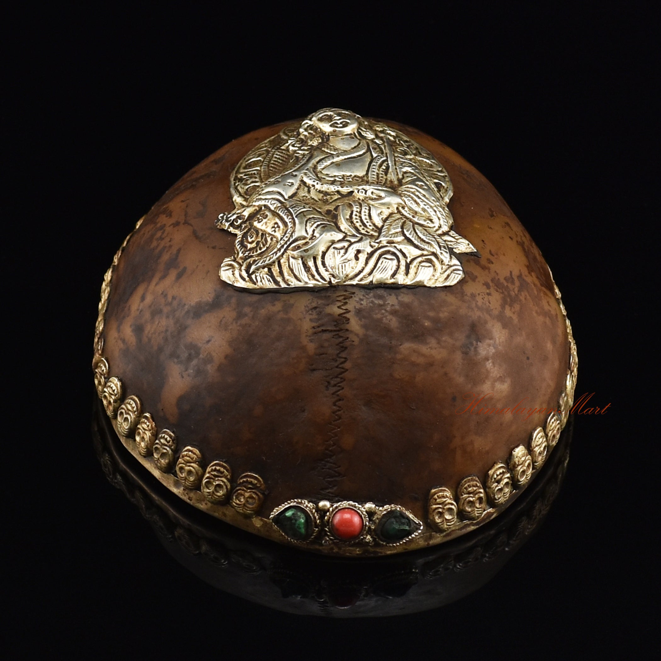 Underside view of the Guru Rinpoche-Embedded Resin Kapala showing the base and resin craftsmanship
