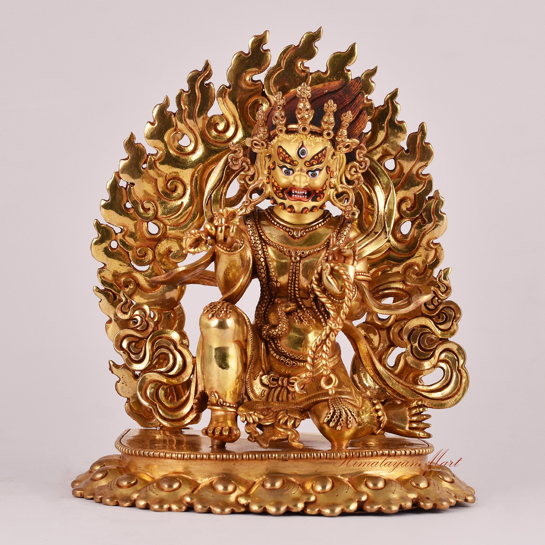 Half-Kneeling Vajrapani Statue depicting the Bodhisattva of Power and Protection with dynamic expression and detailed craftsmanship.