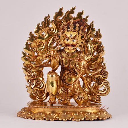 Half-Kneeling Vajrapani Statue depicting the Bodhisattva of Power and Protection with dynamic expression and detailed craftsmanship.