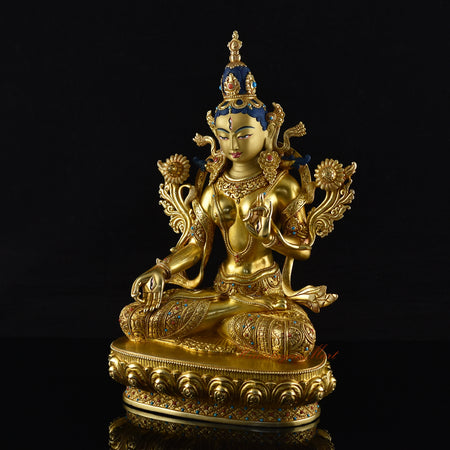 Gold Gilded Handmade White Tara Statue