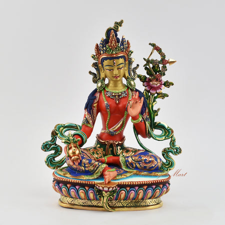 Hand Painted Red Tara Statue | The Compassionate Protectress