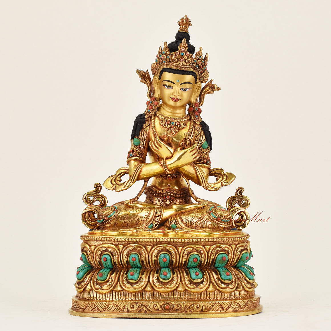 Handmade Nepalese Vajradhara statue depicting the Primordial Buddha of enlightenment, crafted with traditional Himalayan artistry and sacred Buddhist symbolism.