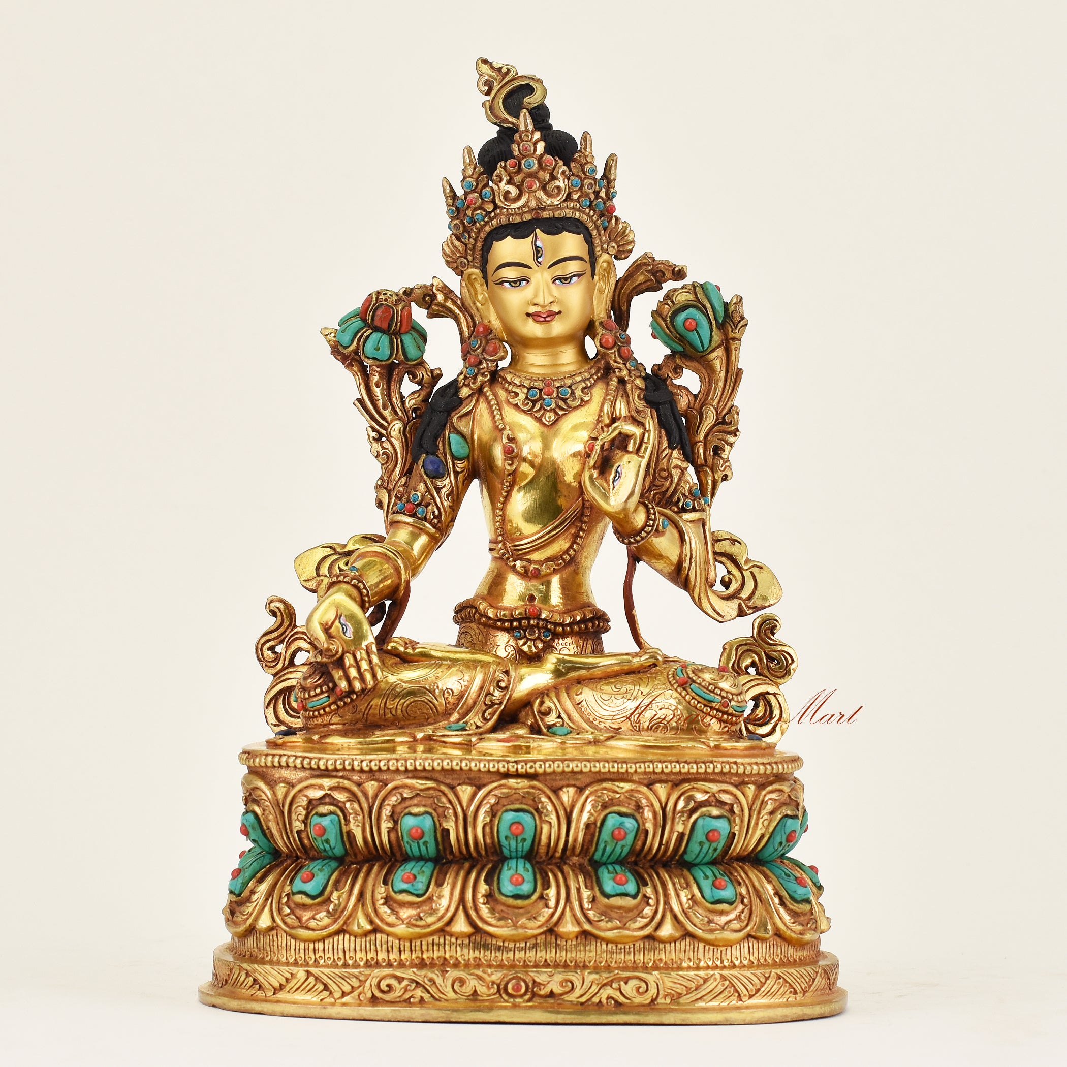 Handmade Nepalese White Tara statue symbolizing healing and compassion, crafted in traditional Himalayan Buddhist artistry