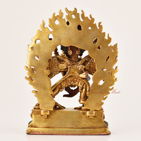 Back view of handcrafted Hayagriva Lapis Inlay Statue, Tibetan Buddhist altar and meditation sculpture.