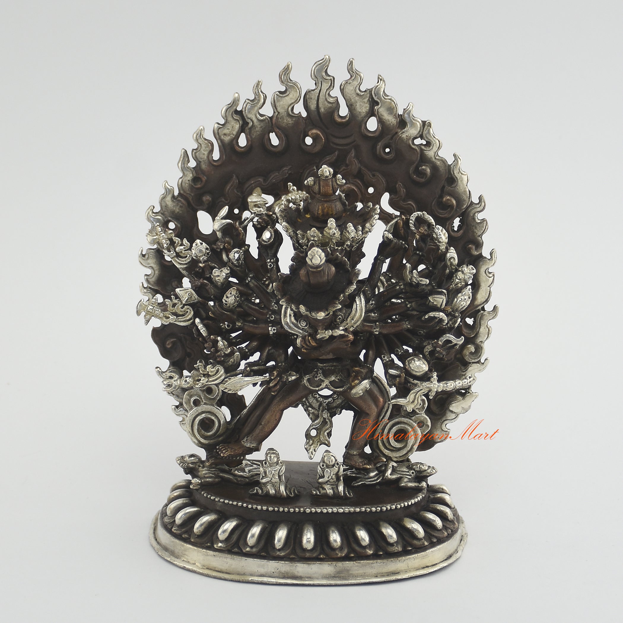 Silver-Plated Kalachakra Statue | Kalachakra The Wheel of Time with his Celestial Partner