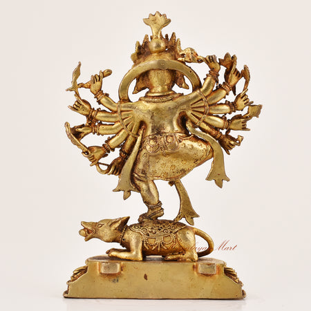 Back view of Lapis Inlay Ganesha Statue without frame, coral-accented Hindu and Buddhist spiritual icon.