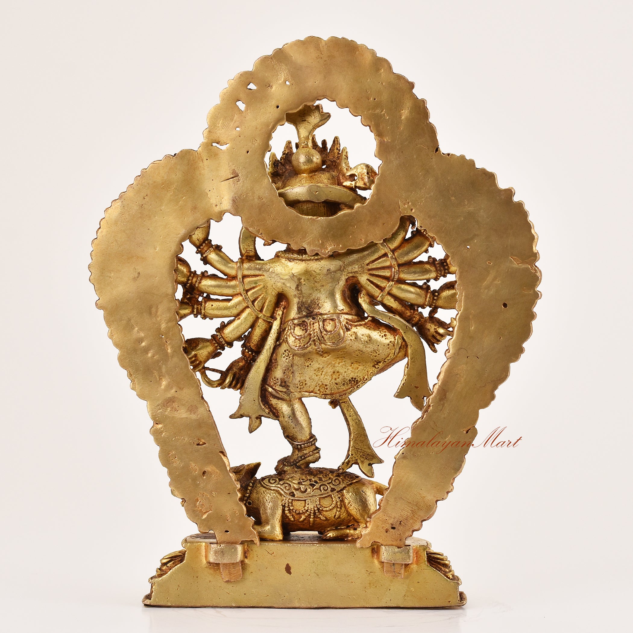 Back view of Lapis Inlay Ganesha Statue, coral-accented Hindu and Buddhist spiritual icon.